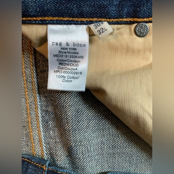 rag & bone men’s selvedge jeans 100% cotton fit 2 size 30/32 - Picture 5 of 7